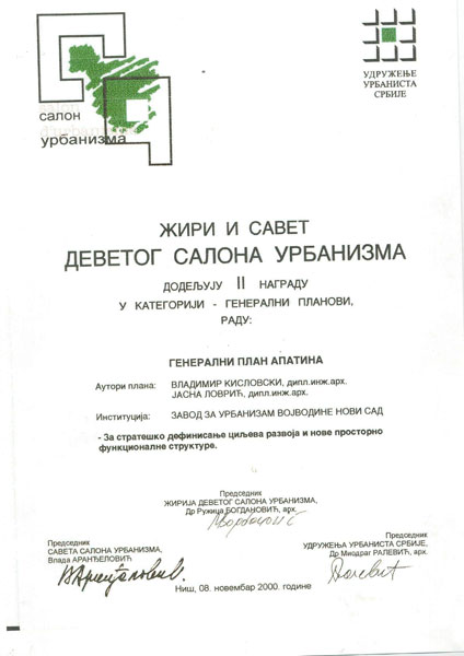 9. Салон урбанизма, Ниш 2000.