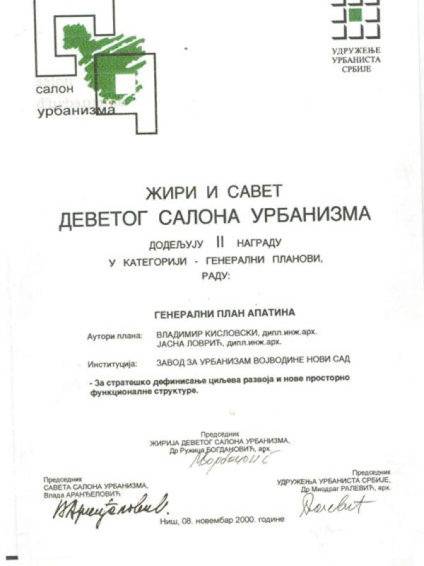 9. Салон урбанизма, Ниш 2000.